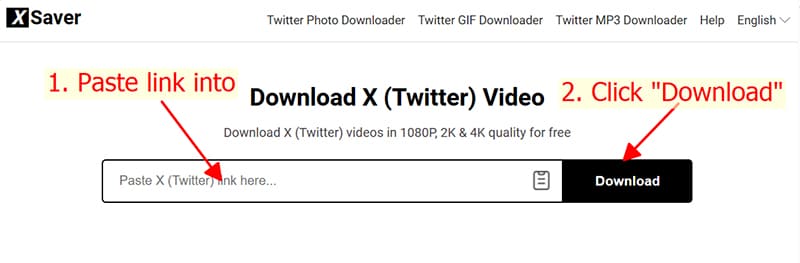 Paste Twitter url into xsaver